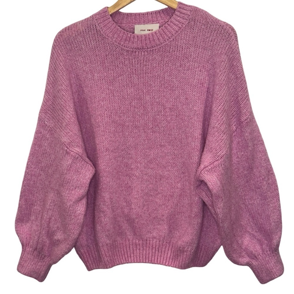 Pink arose Crew Neck Oversize Pink Knit Sweater Size M